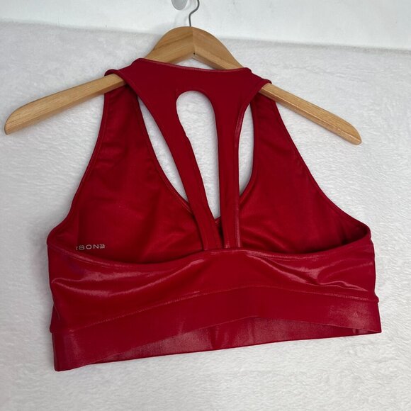 Carbon 38 Action Bra 2.0 Metallic Red Dahlia Racerback Sports Bra Workout sz L - Picture 8 of 11